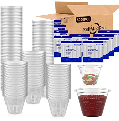 ReliMedPro Graduated Small Plastic Medicine Cups, Bulk Pack of 5000, 1 OZ (30ml) Measuring Cups for Liquid Medication, Paint, epoxy, Pills and Resin (5000)