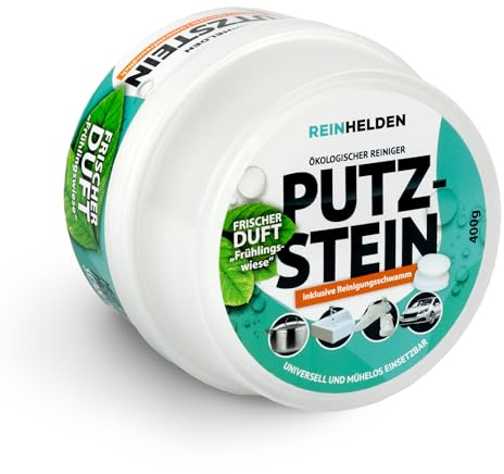 REINHELDEN® Ökologischer Putzstein Universalreiniger inkl. Reinigungsschwamm [Duft: Frühlingswiese] Allzweckreiniger f. Küche, Bad, Schuhe, KFZ u.v.m. / Universalstein, Reinigungsstein, Zauberstein