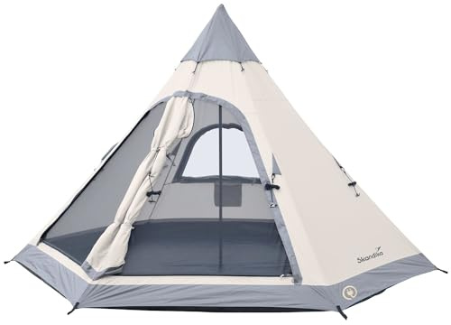 Skandika Tipi Hetta 460/335 | Tente tipi 4 à 6 Personnes, Tente familiale Anti UV, Hauteur 2-3 m, Tapis de Sol Cousu, Tente de Camping imperméable, avec Moustiquaire | Tente de Festival Glamping