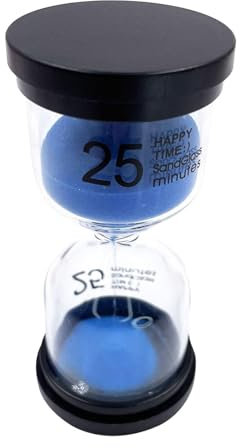 Temporizador de cristal de arena de 25 minutos, temporizador de estudio para decoración de oficina y juegos