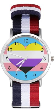 Non-Binary Transgender Flag Leisure Men's Wrist Watches Alloy Analogue Quartz Watch Fashion Accessories
