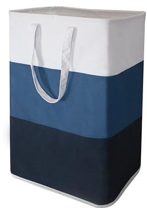 Stylish Freestanding Laundry Hamper with Portable Handles,72L Foldable Laundry Basket with Waterproof Liner,Bathroom Dirty Clothes Hamper,Multi-purpose Storage Bag Space-saving for Home,Dorm,RV(Blue)