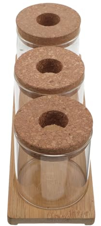 HEMOTON Kit de Propagation Hydroponique pour Plantes Succulentes – Vase en Verre Transparent 8x8 Cm avec Couvercle Perforé et Support Triple – Jardinière de Bureau pour Terrarium