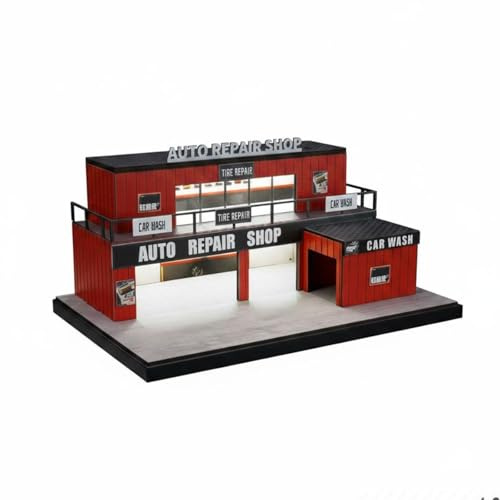 Folpus Modelo de Taller a Escala 1 64 Garaje en Contenedor Diorama de Autos Maqueta Iluminada con de Lavado y Reparación para Coleccionistas Adecuado para