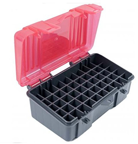 Plano 50-Count Handgun Ammo Box, Dark Gray, Lockable Ammunition Storage, Small Plastic Ammo Box with Dependable Closures and Deep Individual Slots for .357 & .38