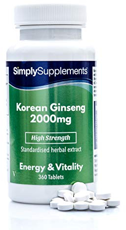 Koreanischer Ginseng 2000mg - 360 Tabletten - Geeignet für Veganer - Versorgung für bis zu 1 Jahr - SimplySupplements