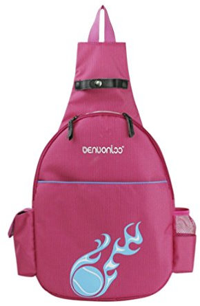 Klau Sac à Dos en Nylon pour Raquette de Tennis - Sac de Sport en Plein air - Rose Rouge - pour Enfants, Adolescents, débutants