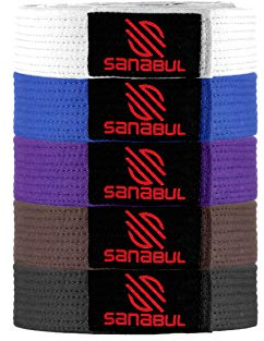 Sanabul BJJ Belt for Men & Women Brazilian Jiu Jitsu Belt with Ranking Stripes Sleeve Bar Kids Jiu Jitsu Gi Competition Approved - White, A4