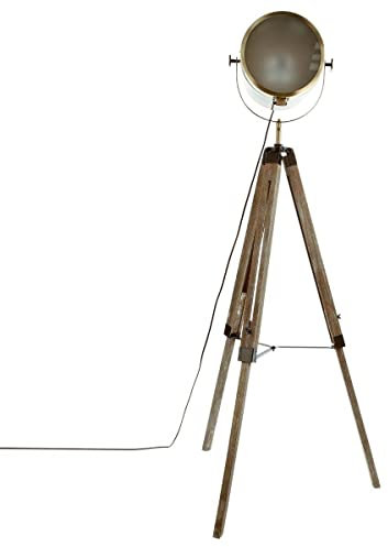 Atmosphera - Lampadaire trépied Ebor bronze - bois et acier H152 cm