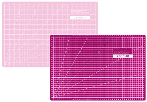 SEMPLIX Selbstheilende Schneidematte A0-A4 - Grün, Rosa, Grau, Türkis, Lila - Ideal fürs Basteln, Nähen & Patchworken - Beidseitig Bedruckt - Vorderseite cm Rückseite inch Bemaßung (Beere-Rosa, A3)