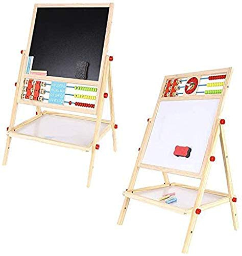 Brigamo 2in1 Standtafel Zeichentafel & Magnettafel, Tafel für Kinder mit Uhr, Abacus und Ablage