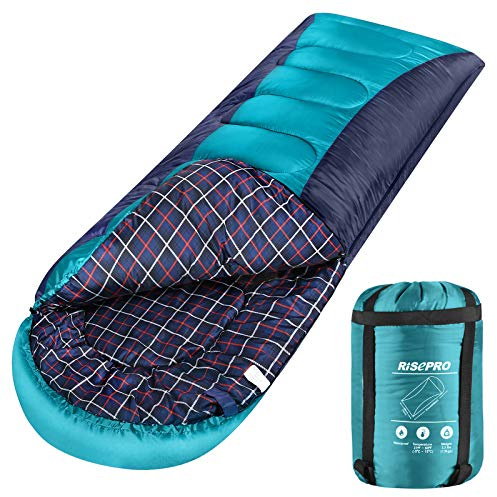 RISEPRO Saco de Dormir Ligero, Impermeable 3-4 Estaciones Clima cálido y frío para Adultos y niños Interior y Exterior: Camping Green