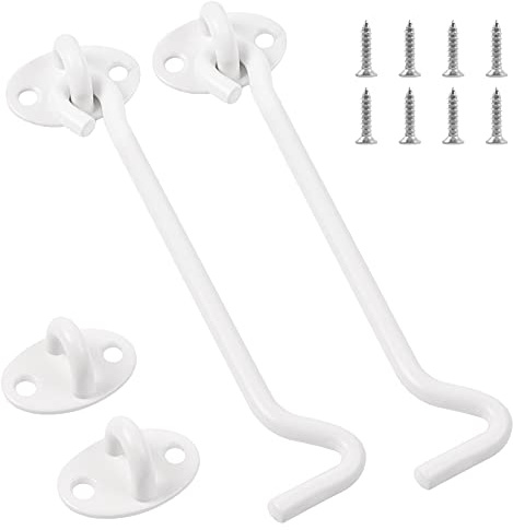 JatilEr 2 ganci tempesta, ganci per cabina da 6 pollici, ganci per finestra in acciaio inox, con pannelli e 8 viti di montaggio, finestre, porte della cabina (bianco)