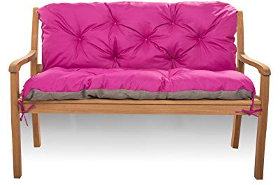 Cojín de asiento para columpio de Hollywood, banco con respaldo, cojín para columpio de jardín, cojín de banco para exteriores (150 x 60 x 50 cm), color rosa