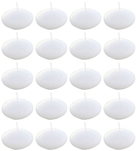 20 stycken flytande ljus vax – flytande ljus för bröllop SPA alla hjärtans dag middag jul – oparfymerad – Ø 4,5 cm x 2,5 cm (vit)