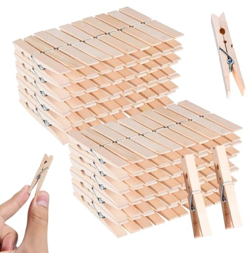 SenseYo 100 Pcs 1.9 Inch Wooden Clothespins Clips for Hanging Clothes, Craft, Home