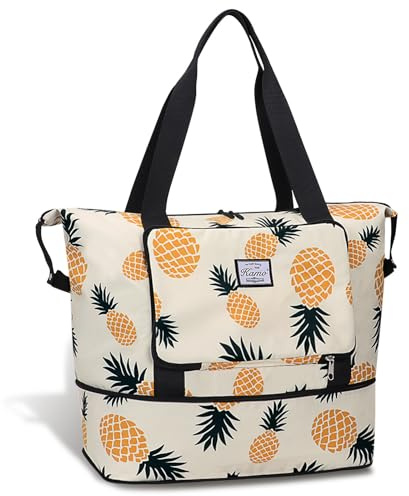 KAMO Travel Duffle Bag Expandable Weekender Overnight Bag With Wet Pocket, Foldable Tote Bag with Multiple Pockets Sports Gym Bag for Travel Yoga