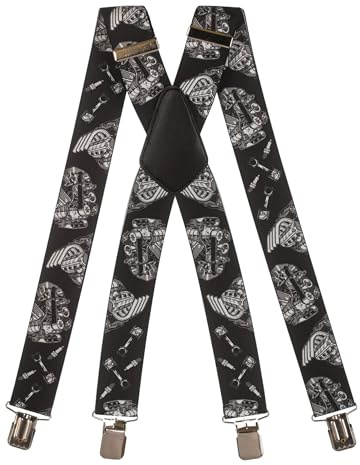 Olata Men's X-Shape Patterned Braces, 40mm, Engines B