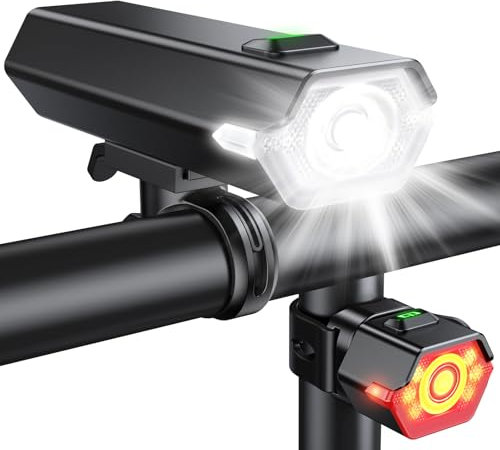 Glangeh Upgraded Bike Lights Super Bright, 4+6 Modes Rechargeable Bike Light Front and Back with Side LEDs, 360° Rotated Bicycle Light, IP65 Waterproof Cycle Brake Light for Day/Night Riding Safety