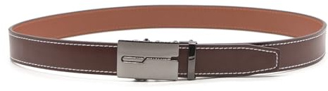 LJCZKA Cintura Vera Pelle Uomo, Cinta Uomo Pelle Cricchetto Automatica Fibbia, Cinture in Tagliabile e Regolabile,Ideale per Abiti, Jeans, Lavoro Casual e D'affari (Marrone)