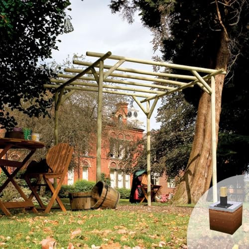 The eDecks Rustic Rose Treated Garden Pergola, 2.4m x 2.4m x 2.1m, Feet Included