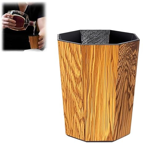 nnOuOnn Whiskey Grail Cup, Handmade and Wooden Barrel Charred Whiskey Glasses, Classical Oak Bourbons Drinking Vessel for Man,Unique Gift Barrel Inspired for Whiskeys Lovers