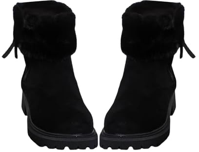 Bottes d'hiver pour femme - Élégantes - Doublées - Bottes de neige plates et antidérapantes - Bottes courtes pour femme - Fermeture éclair latérale - Chaussures de randonnée chaudes - Chaussures de
