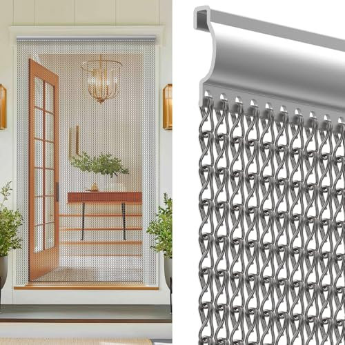 Huracan Rideau anti-insectes en aluminium - 100 x 210 cm - Gris - Robuste - Pour portes de balcon, de jardin et d'entrée - Lutte contre les parasites