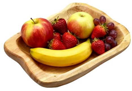 Leikurvo Ciotola per frutta in legno naturale, decorativa, realizzata a mano, per insalate, snack, frutta, chiavi (21-30 cm)