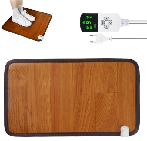 Hojalis Tappetino riscaldato per piedi, 30x50cm Tappeto Riscaldante Piedi con 3 Livelli Termostato, 220V 50W Scaldapiedi Elettrico da Ufficio, Impermeabile Termoforo Elettrico per Casa