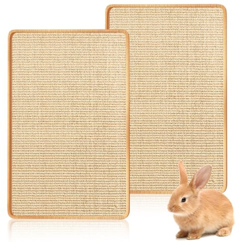 Esterilla rascador para conejos, 2 unidades, sisal, accesorios de conejo, juguete para masticar, alfombrilla de cáñamo para roedores, jaula de mascotas, ropa de cama (40 x 30 cm)