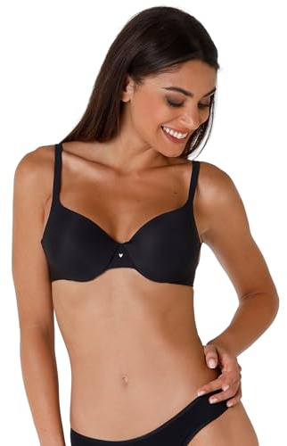 Lovable Reggiseno Ferretto in Microfibra | Coppe Leggermente Imbottite e Senza Cuciture | Invisibilità e Comfort | 09WP Invisible Lift Supreme Donna, Nero, 36 / 4E