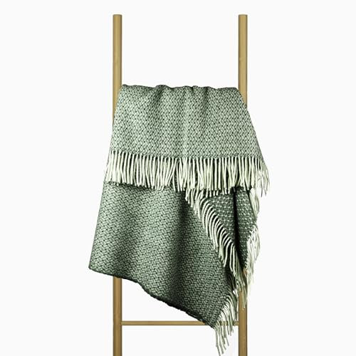 Manta de Lana 140x200 cm, 100% Pura de Nueva Zelanda, Plaid de Lana Suave para Cama y Sofá, Colcha como Cubrecama para Sofás, Elegante Cubrecama con Flecos – Nostra Zelandia Wool Manta Grande