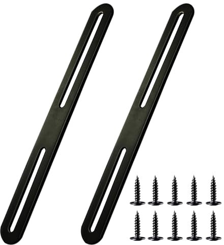 Staffe Piatte Forate 280 x 24mm Piastra Giunzione Piatta Nero Staffa Piatta Forata Acciaio Inox per Fissaggio Mensola Supporto Mobili 2CS(2, 280*24mm)