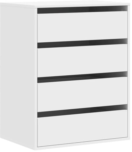 vidaXL Commode d'angle Blanc 60x41x76 cm Bois d'ingénierie, Commode à tiroirs, classeur, Armoire à tiroirs, Armoire de Rangement, Buffet