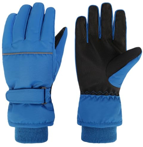 Azarxis Niños Guantes de Invierno Guantes de Esquí Cálidos Antideslizante Guantes de Nieve para Esquí Snowboard Ciclismo al Aire Libre para Niños y Niñas (Azul, S (4-6 años))