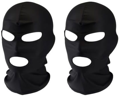 NJCXOLA 2 Piezas Pasamontañas Negro, Pasamontañas de 3 Agujeros, Balaclava Negro, Gorro de Esquí para Ciclismo Deportes al Aire Libre