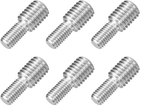 sourcing map Bullone a vite filettata a doppia estremità da M8 x 15 mm a M12 x 15 mm, 6 pezzi in acciaio inossidabile 304, adattatore riduttore per dispositivi di fissaggio per mobili e macchinari