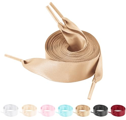 NDTEZUGT 2 Pare de Cordones de Cinta para Zapatillas, 2cm para Zapatos Casuales de Mujerde Ancho Saten Plano Suave de Repuesto