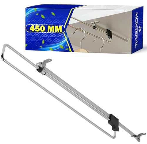 Tringle Penderie Extensible 450 mm - Tringle Vetement Extensible Fabriqué en Acier Approprié pour Divers Types Armoire - Garantie de 10 Ans - MONTERAL