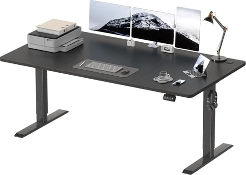 Devoko Höhenverstellbarer Schreibtisch, Elektrischer Schreibtisch Höhenverstellbar Tisch, Steh-Sitz Bürotisch, Computertisch mit Memory-Funktion, Stehpult, Standing Desk, Bürotisch,180 x 80 cm,Schwarz