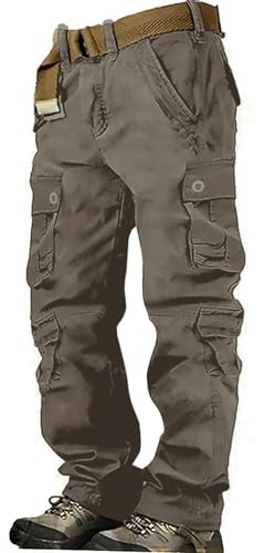 Pantalon cargo de combat pour homme, coton respirant, pantalon de randonnée de couleur unie, pantalon décontracté avec 8 poches, sans ceinture, pantalon de travail tactique militaire léger et doux