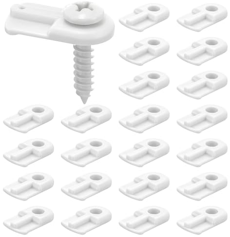 Blulu 24 Pack 13/16 x 1/2 Inches Flush Nylon Window Screen Clip with Screws Offset Clips for Fastens Storm Window, Storm Panels, Screen Door Clip (White)