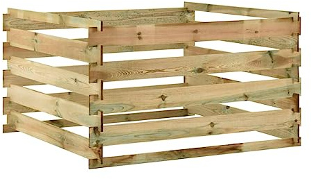 Compostiera in legno di pino, 120 x 120 x 70 cm, compostiera da giardino per rifiuti organici, compostiera in legno impregnata, accessorio da giardino per compostaggio, compostiera rapida in legno