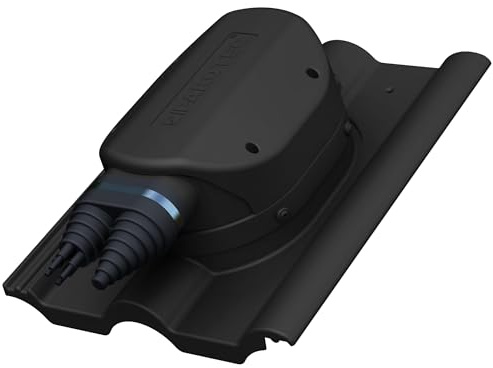 Wasserdichter PV Solardurchgang Photovoltaik-Dachdurchgang für Braas - Frankfurter, Benders - Mecklenburger, ProDach - Doppelrömer Dachziegel - Solar Dachdurchführung (RAL 9005 - Schwarz)