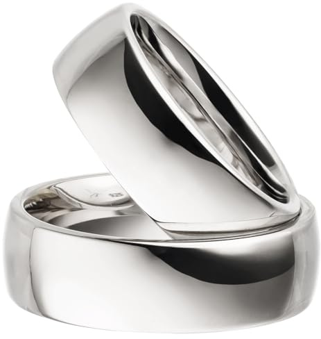 Kolibri Rings Partnerringe Silber 925 Paarpreis Massiv 7 mm Breite Nickelfrei Freundschaftsringe Trauringe Eheringe 100% Made in Germany- Inkl. Gratis Etui + Gravur (Hochglanz Poliert)
