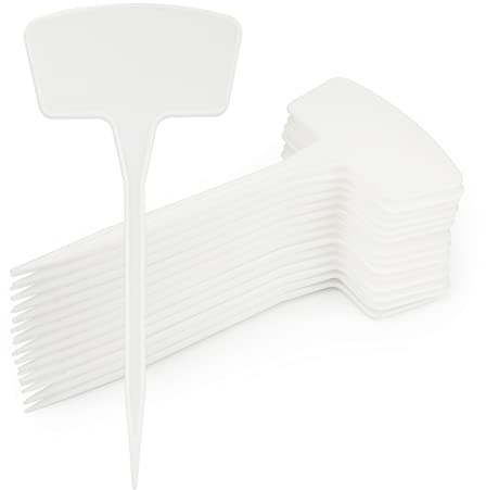 KINGLAKE 30Pcs Tall Large Plastic Plant Labels White, Super Thick Outdoor Garden Markers Tags T-Type Waterproof, 26.5x11.7cm