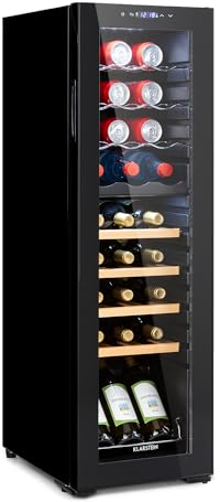 Klarstein freistehender Weinkühlschrank für 27 Fl. - Getränkekühlschrank mit 2 Kühlzonen & energieeffizientem Kompressor - ideal für Weinliebhaber, hält deine Weine kühl & frisch