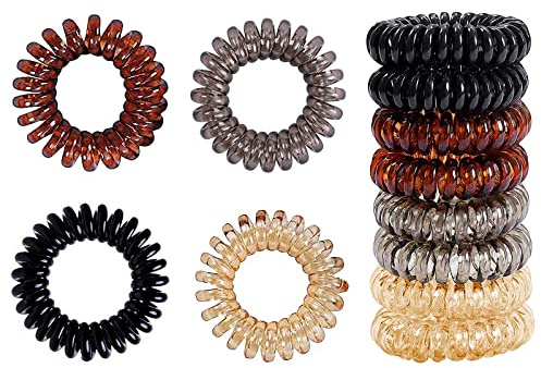 8 Pezzi Fasce Elastici per Capelli a Spirale plastica,Elastici per capelli in plastica a spirale,Elastici spirale Cavo telefonico per donne e ragazze,4 colori