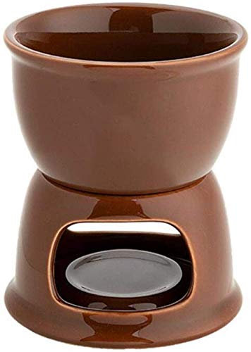 FBWSM Chokladfondue mini, keramisk chokladfondue, ostsmältande kruka, för ost, choklad och tapas-brun